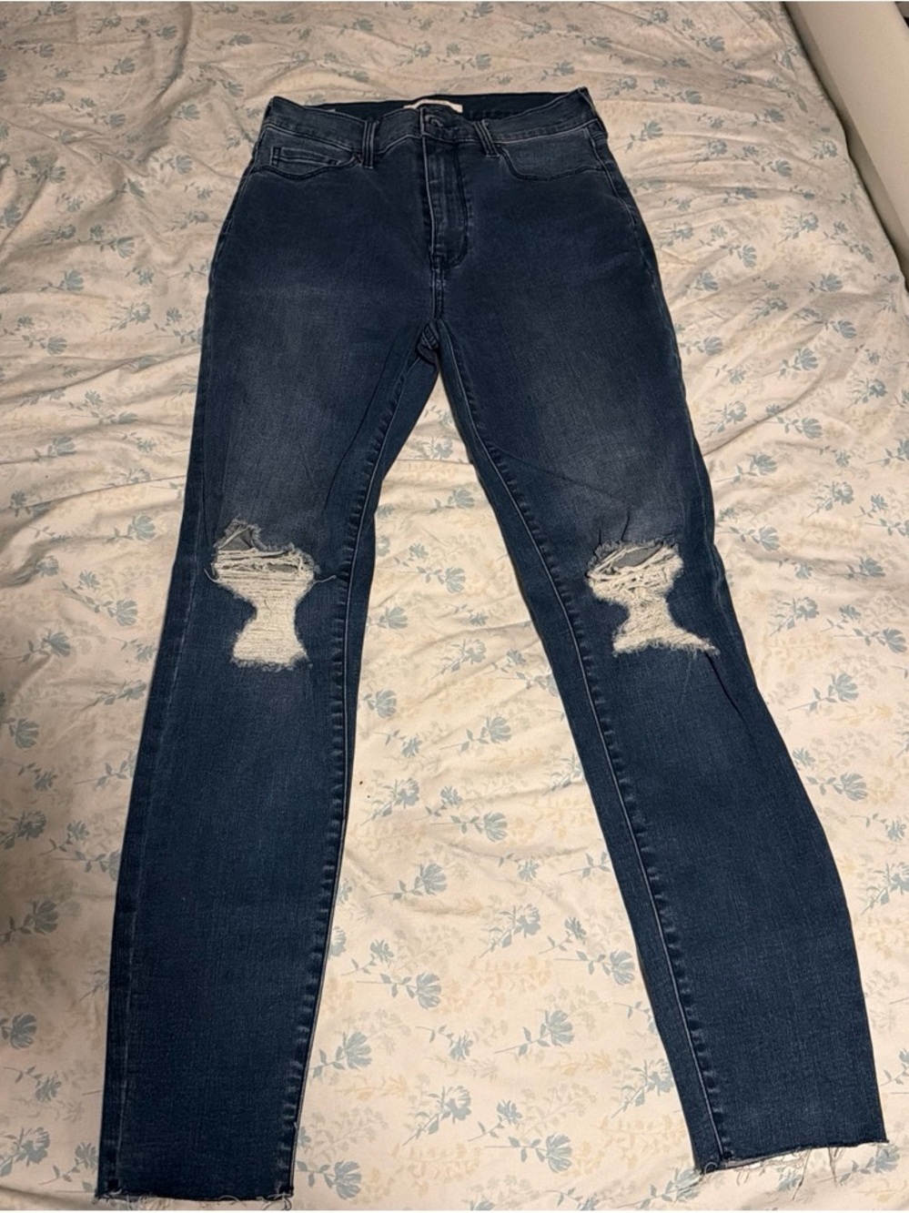 Dark Blue Distressed High-Rise Women’s Jeans